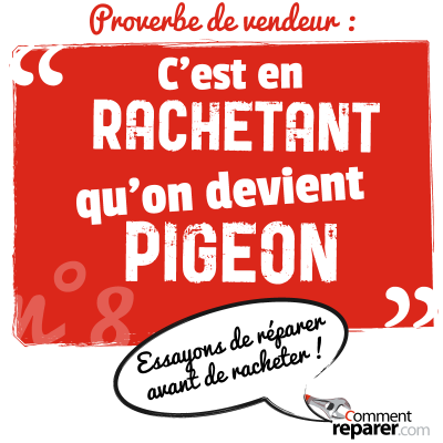 Proverbe de vendeur : c'est en rachetant qu'on devient pigeon - essayons de réparer avant de racheter !